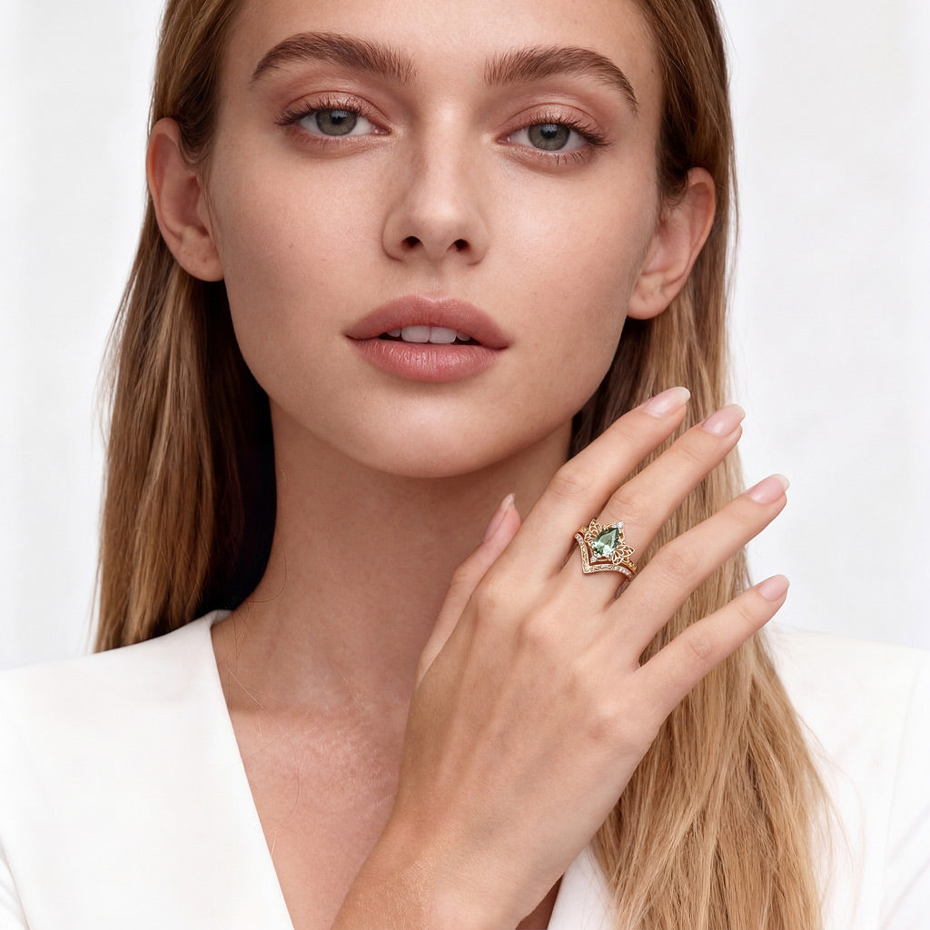 Gnoce Fairy Butterfly Vintage Engagement Ring Set_3