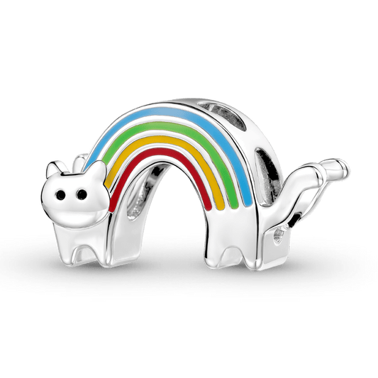 Gnoce Cat Rainbow Bridge Stopper Charm Platinum-plated Silver Blend_1