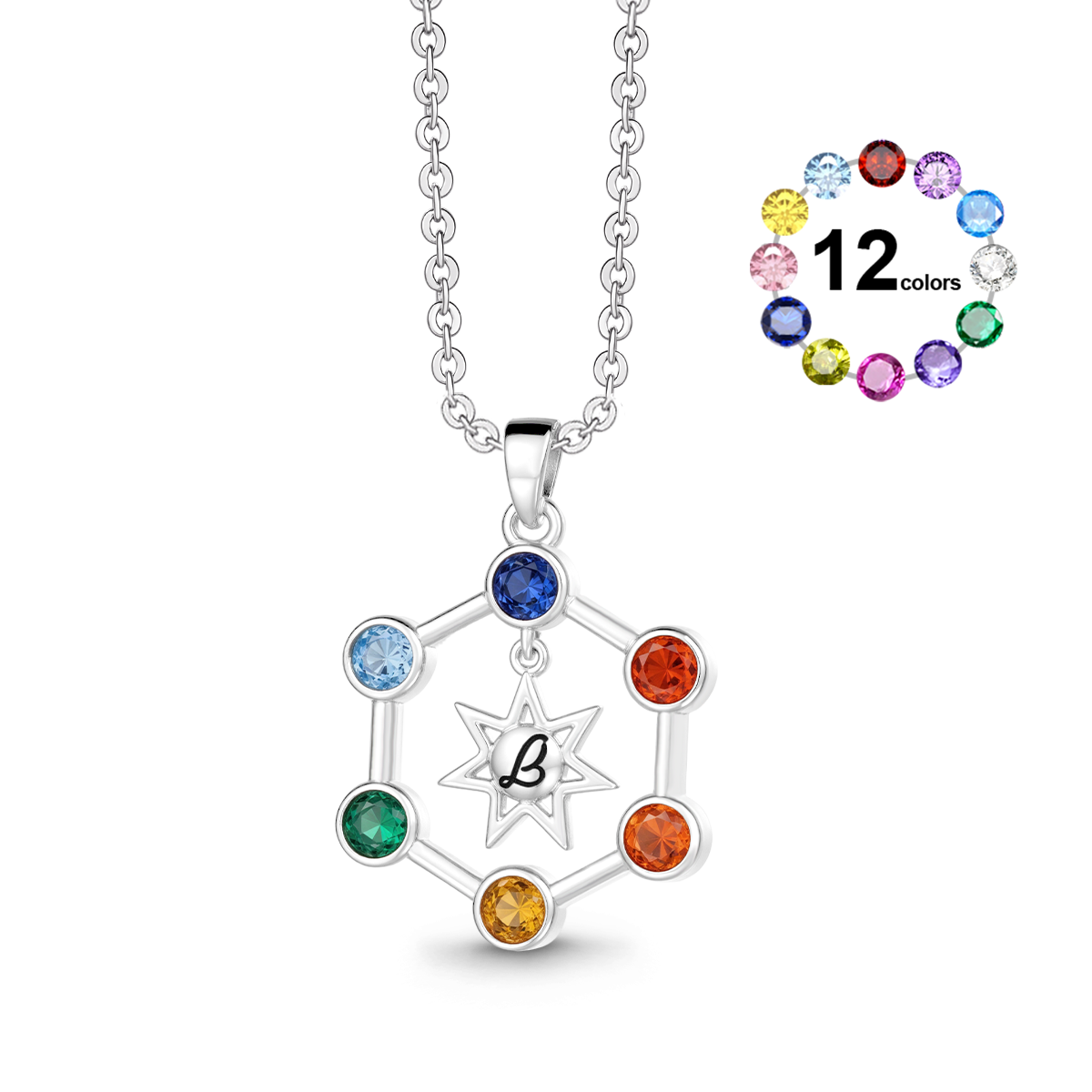Gnoce Custom Hexagram Birthstone Necklace_1