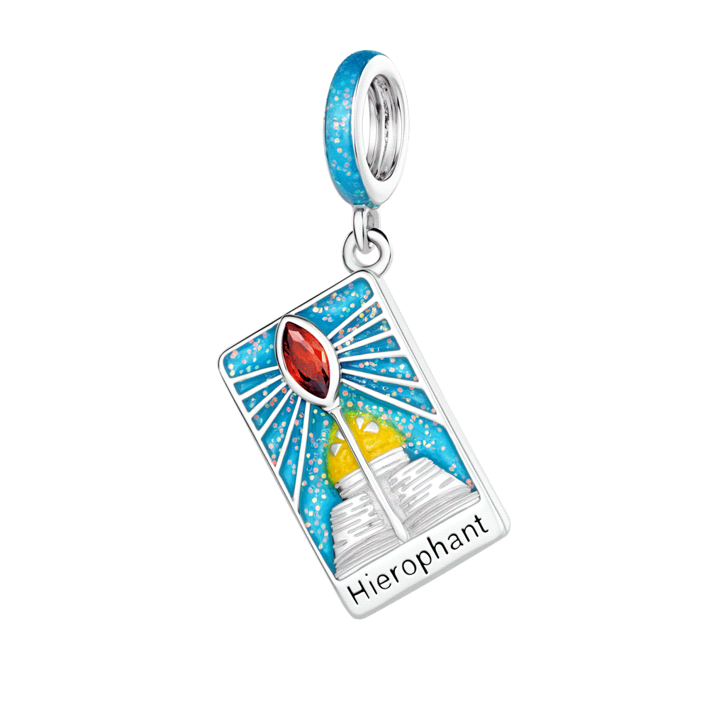 Gnoce The Hierophant Tarot Glow-in-the-Dark Charm Platinum-plated Silver Blend_2