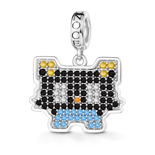Gonce Pixel-Style Kitten Charm Platinum-plated Silver Blend_1