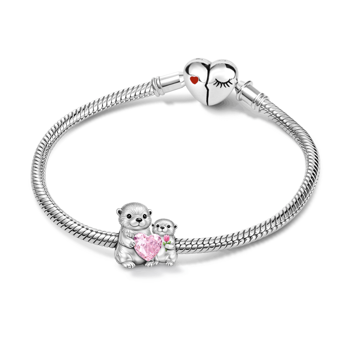 Gnoce Mother's Day Otter Mom & Baby Embrace Love Charm_3