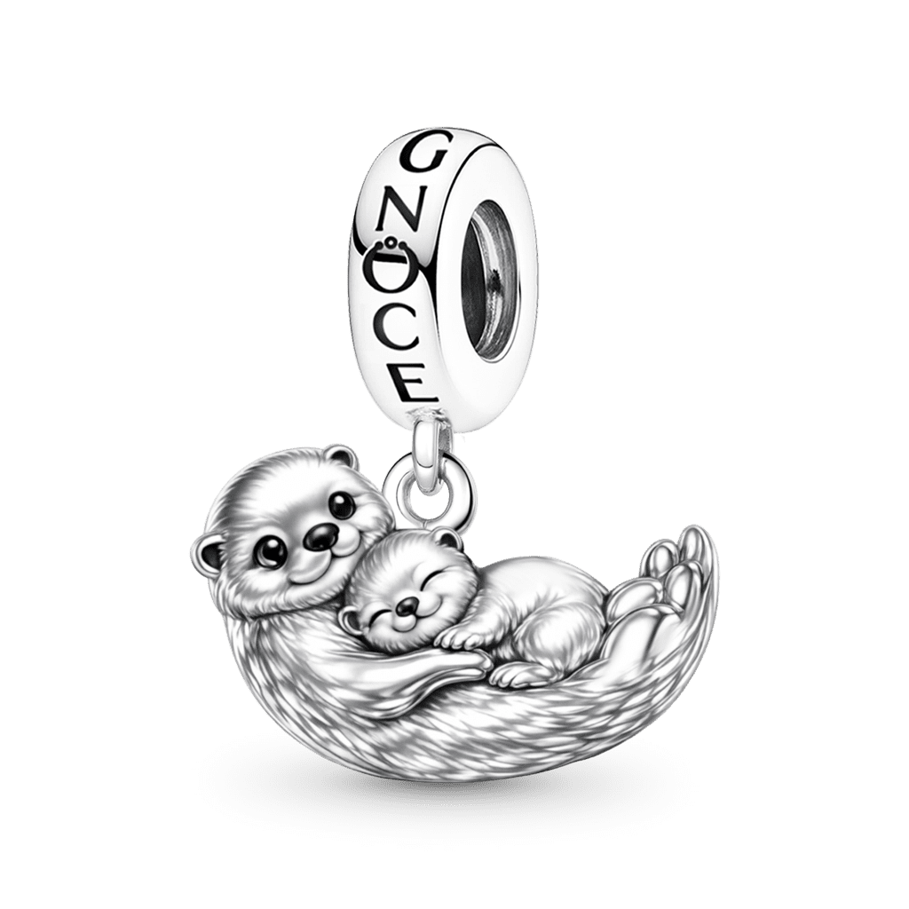 Gnoce Otter Embraces Baby Pendant Dangle Charm Platinum-plated Silver Blend_1