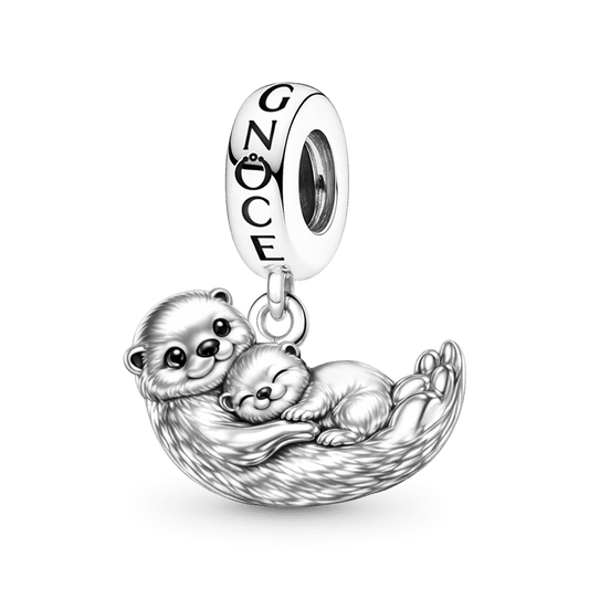 Gnoce Otter Embraces Baby Pendant Dangle Charm Platinum-plated Silver Blend_1