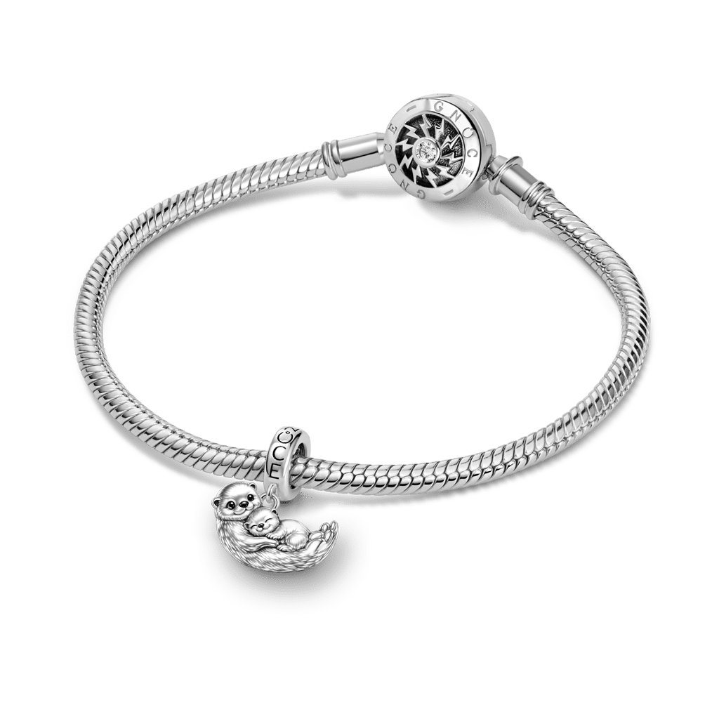 Gnoce Otter Embraces Baby Pendant Dangle Charm Platinum-plated Silver Blend_3