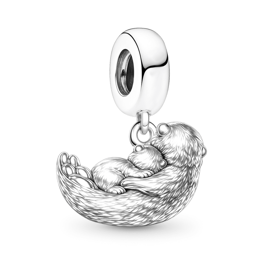 Gnoce Otter Embraces Baby Pendant Dangle Charm Platinum-plated Silver Blend_5