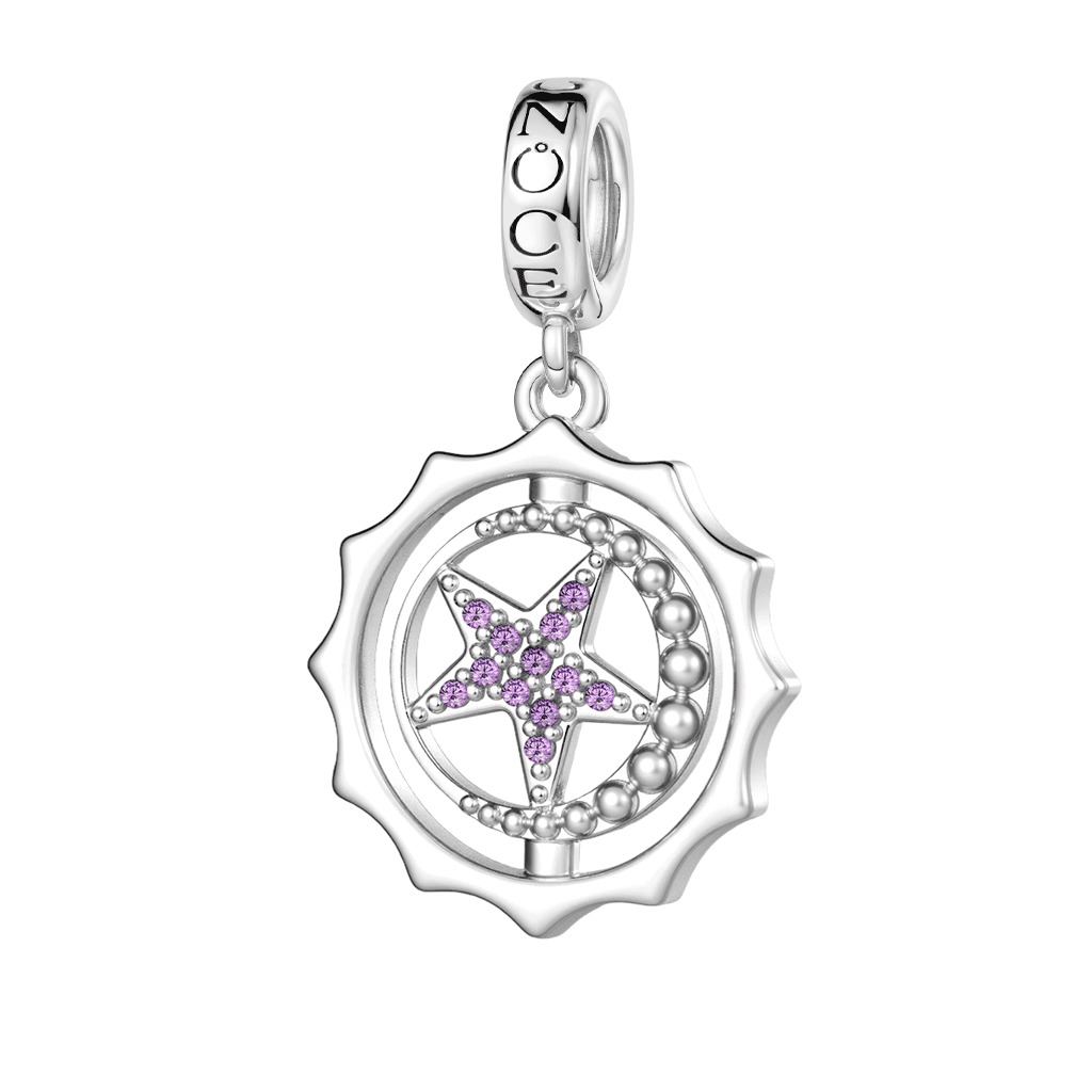 Gnoce Rotatable Star Birthstone Pendant Dangle Charm_2