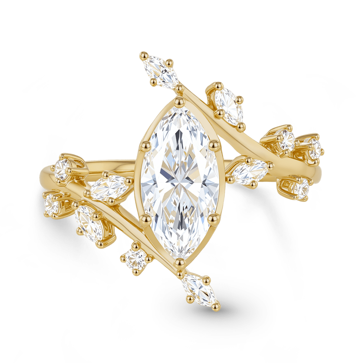 Gnoce Nature-Inspired Vine Marquise-Cut Engagement Ring_1