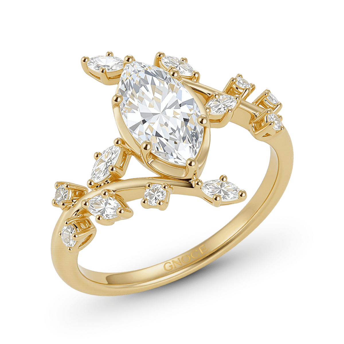 Gnoce Nature-Inspired Vine Marquise-Cut Engagement Ring_4