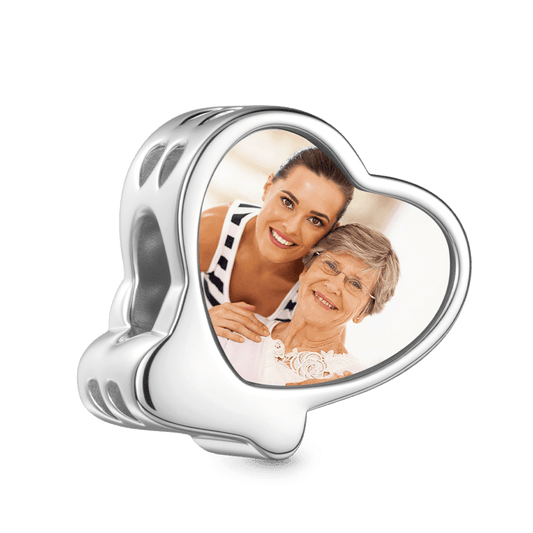 Gnoce Mom Heart Personalized Photo Charm Platinum-plated Silver Blend_1