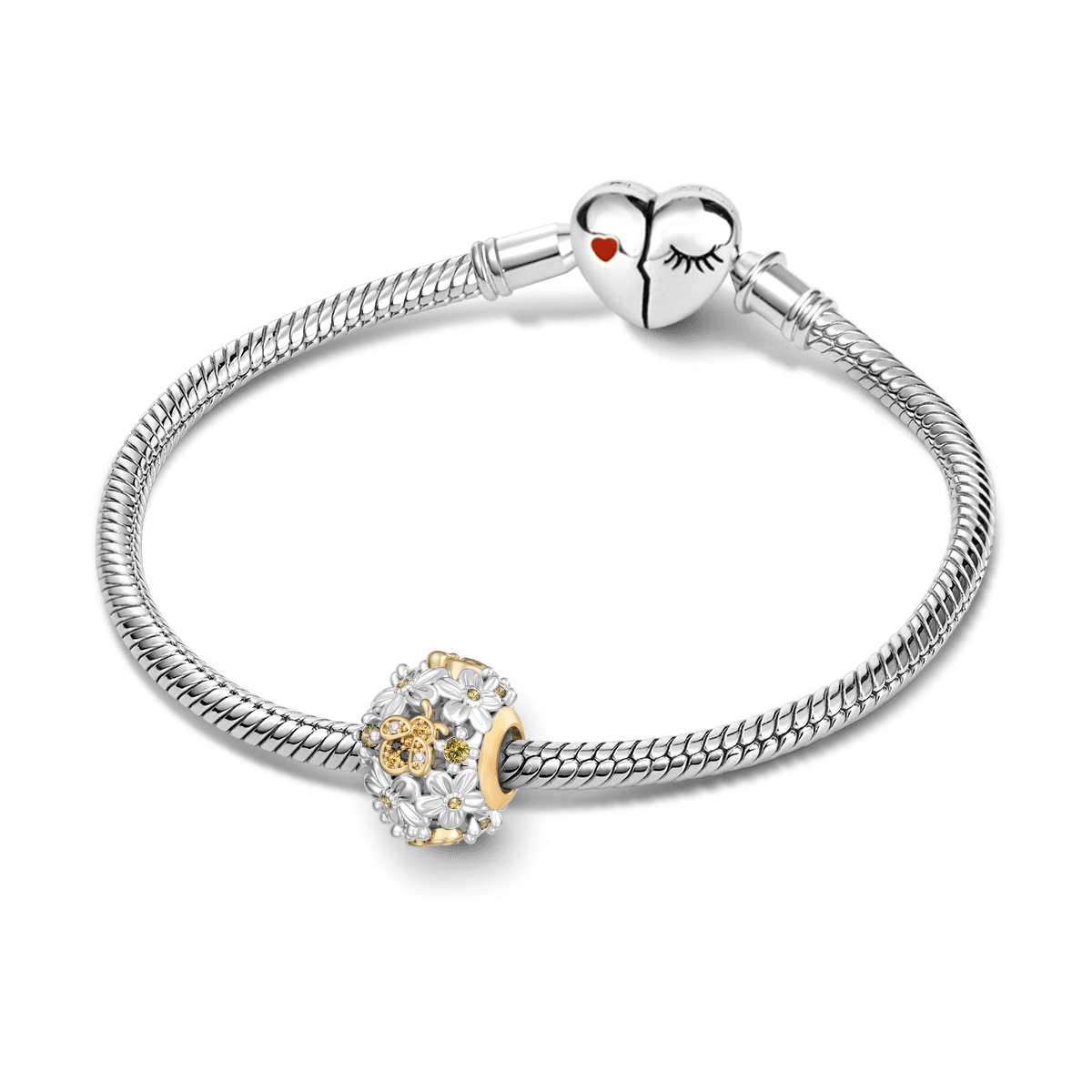 Gnoce Bee Flower Charm Platinum-plated Silver Blend_3