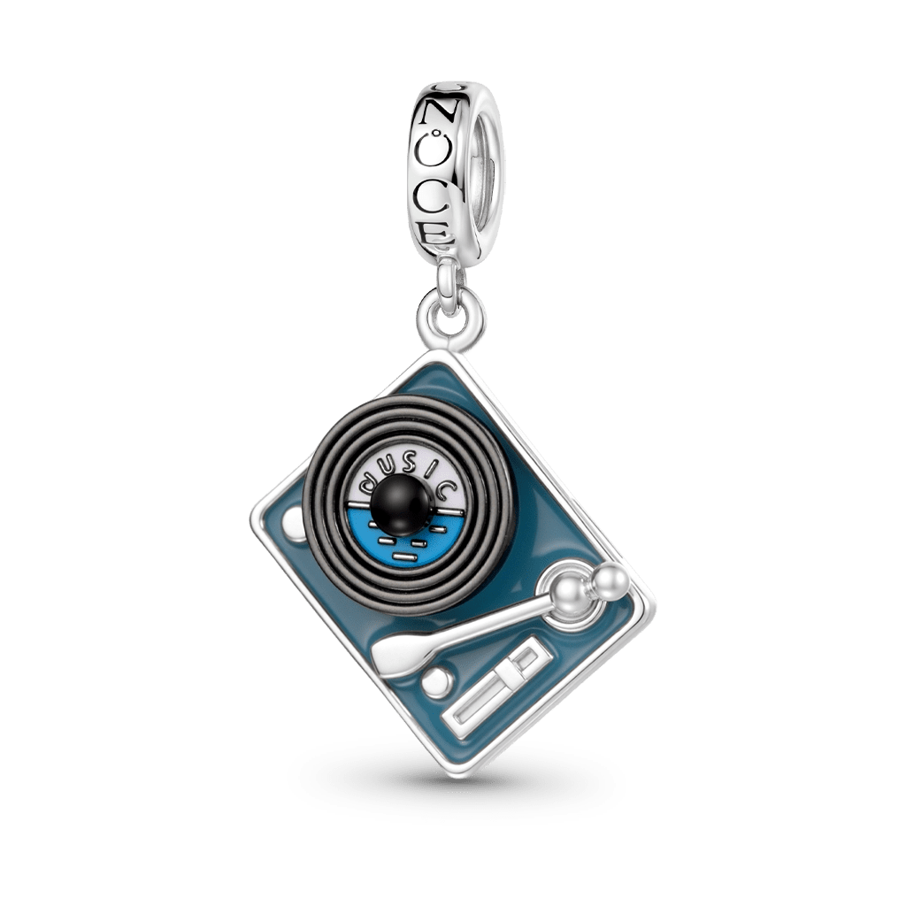 Gnoce Rotatable Vinyl Records Engravable Charm Platinum-plated Silver Blend_2