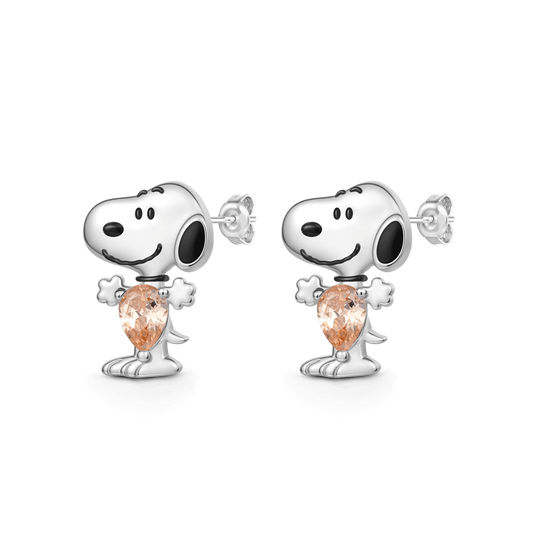 Gnoce Peanuts Snoopy Embraces Pear-Cut Stud Earrings_1