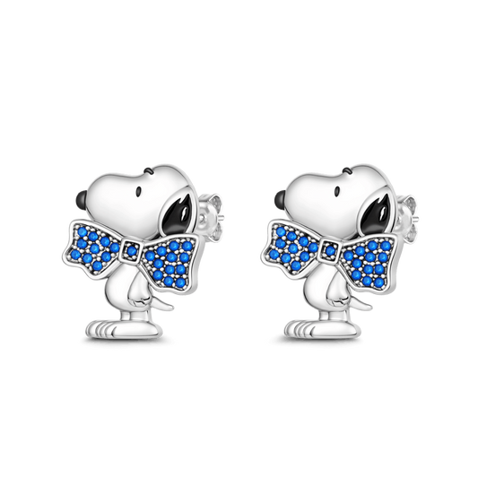 Gnoce Peanuts Snoopy Wearing Bow Stud Earrings_1
