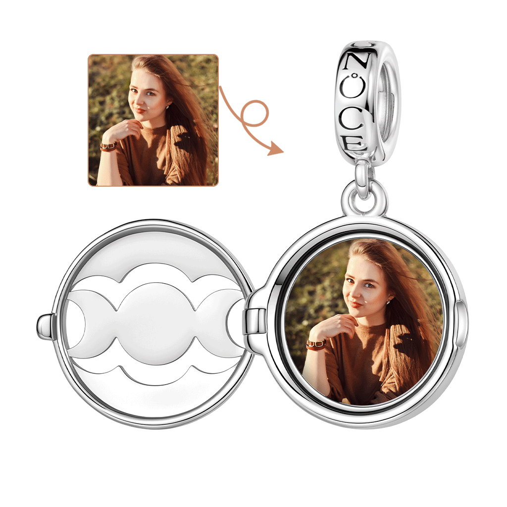 Gnoce Openable Engravable Photo Charm Platinum-plated Silver Blend_1