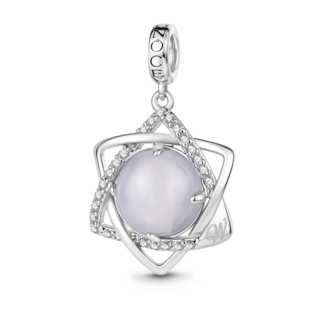 Gnoce Hexagon Star Engravable Charm Platinum-plated Silver Blend_1