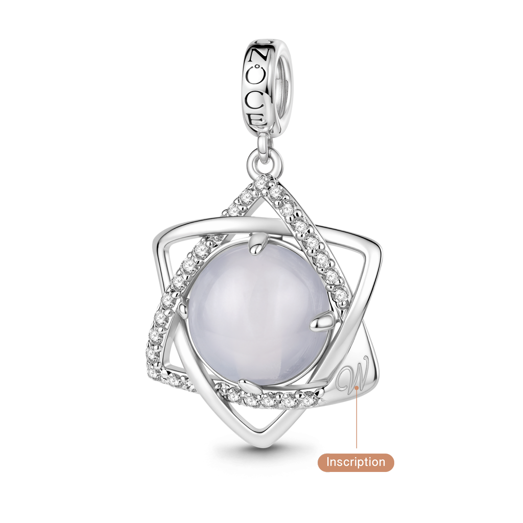 Gnoce Hexagon Star Engravable Charm Platinum-plated Silver Blend_6