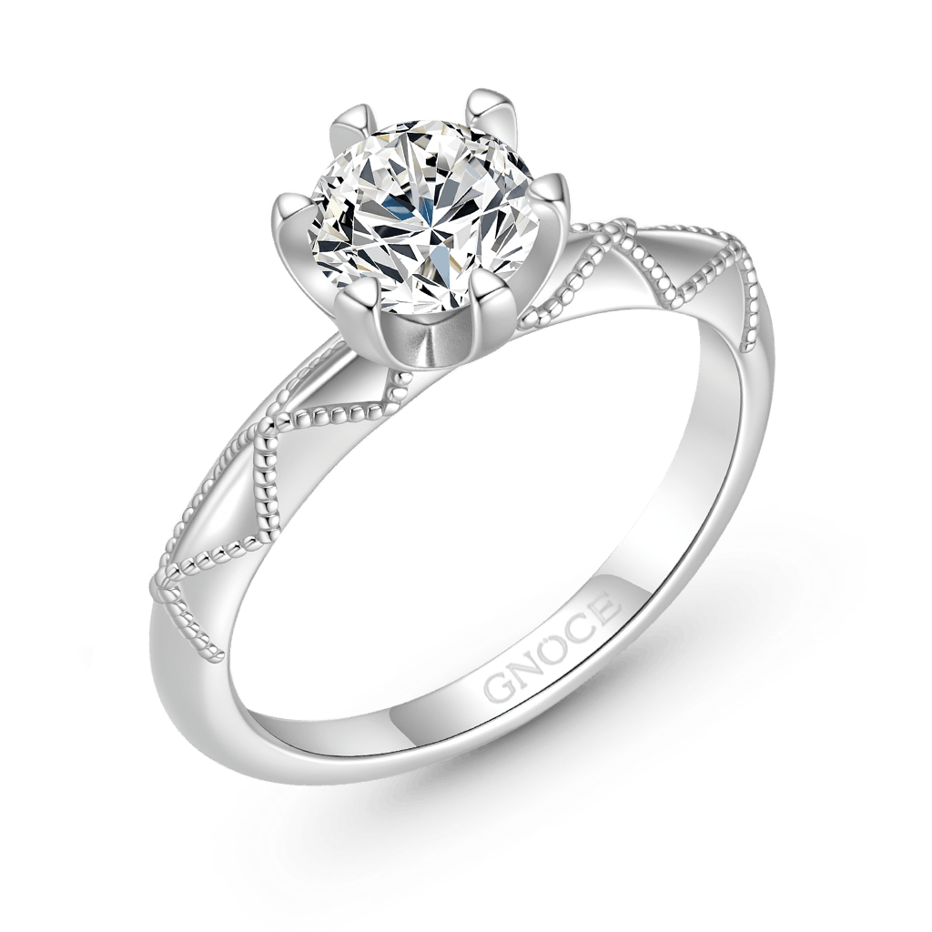 Gnoce 1Ct Round Halo Moissanite Ring Platinum-plated Silver Blend_2