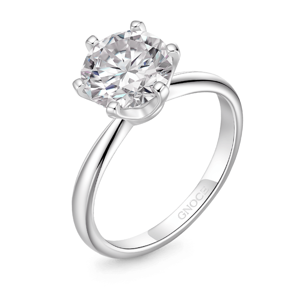 Gnoce 2CT Round Halo Moissanite Ring Platinum-plated Silver Blend_2