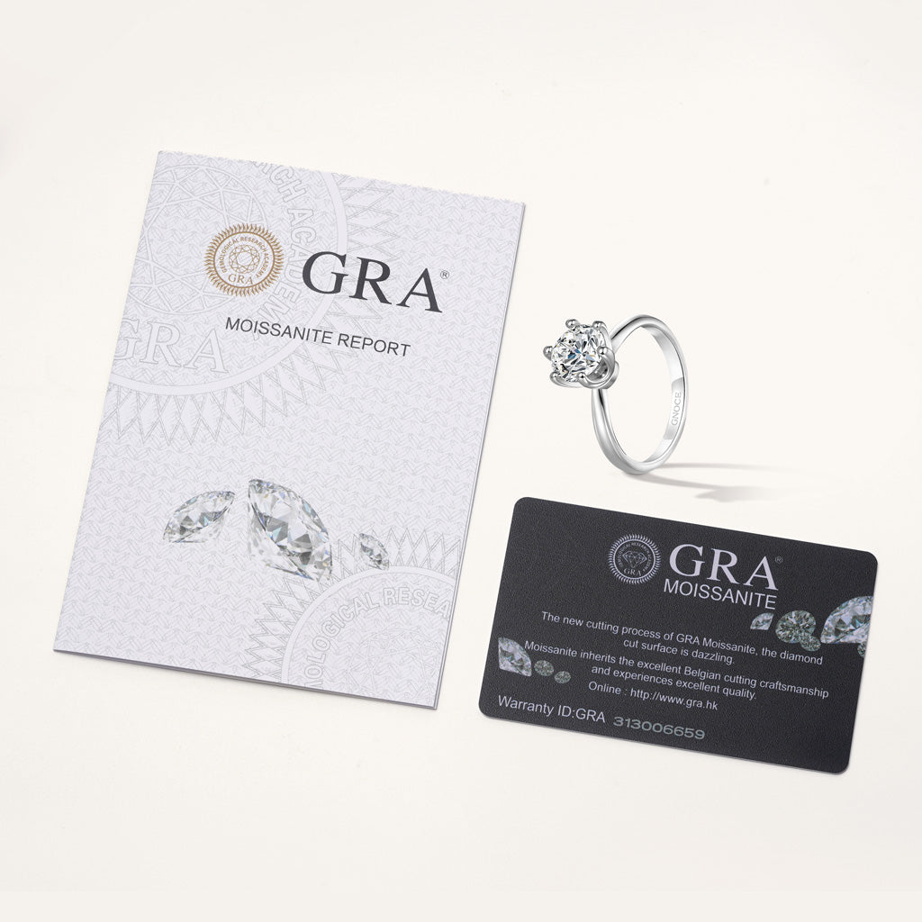 Gnoce 2CT Round Halo Moissanite Ring Platinum-plated Silver Blend_3