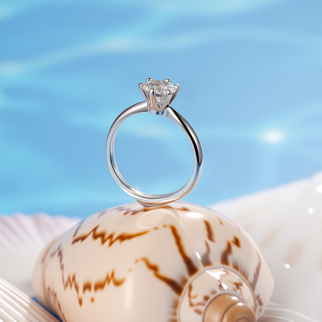 Gnoce Classic 0.5CT Round Halo 925S & VVS Moissanite Engagement Ring_3