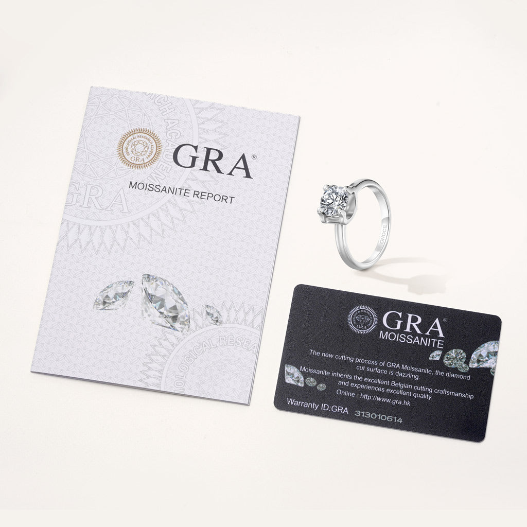 Gnoce Round Halo Moissanite Ring Platinum-plated Silver Blend_3