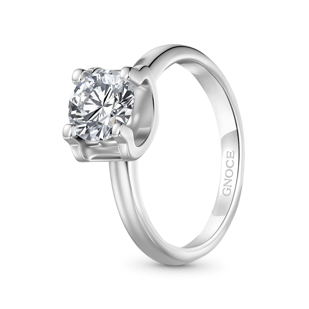 Gnoce Round Halo Moissanite Ring Platinum-plated Silver Blend_2