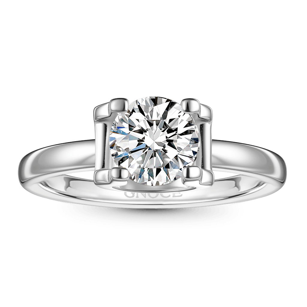 Gnoce Round Halo Moissanite Ring Platinum-plated Silver Blend_1