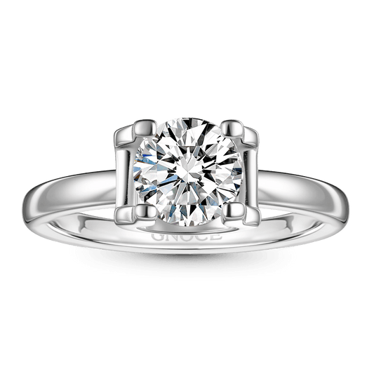 Gnoce Round Halo Moissanite Ring Platinum-plated Silver Blend_1