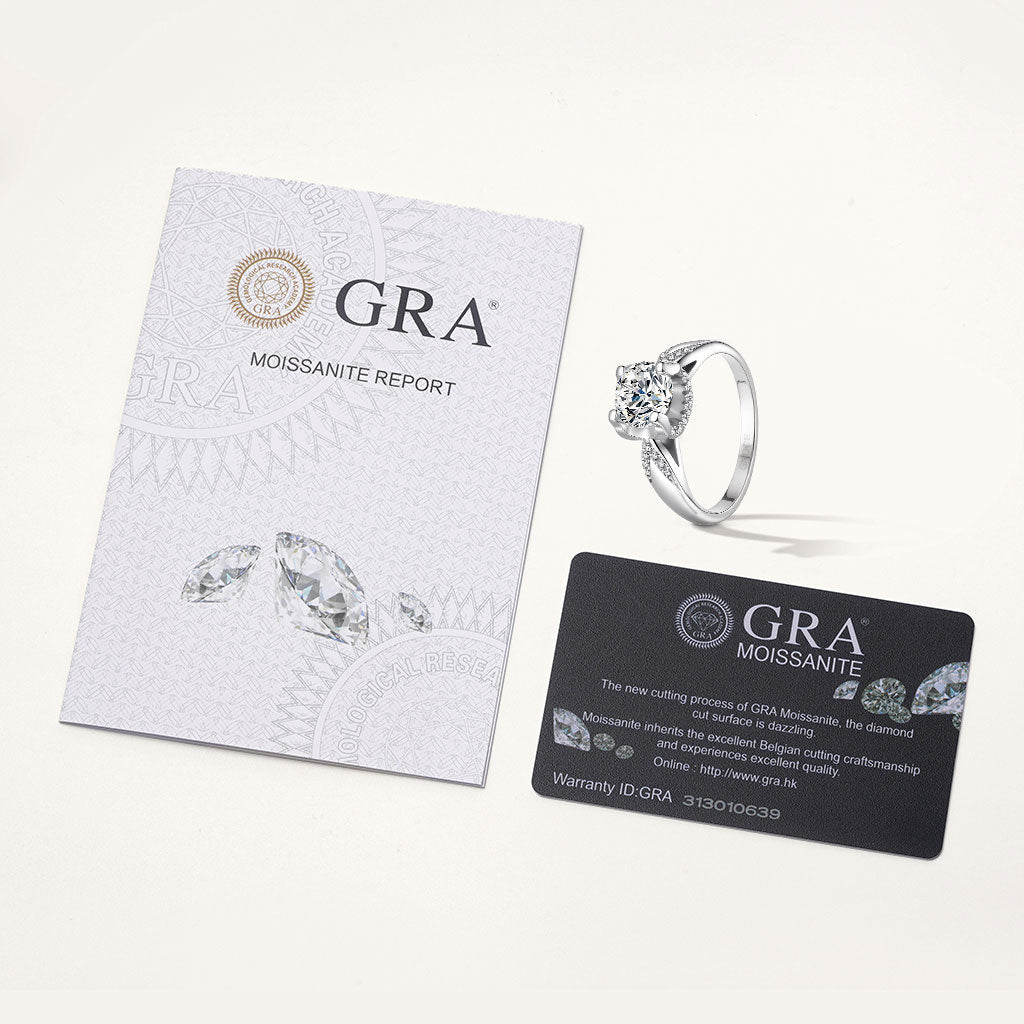 Gnoce Twist Round Moissanite Ring Platinum-plated Silver Blend_3