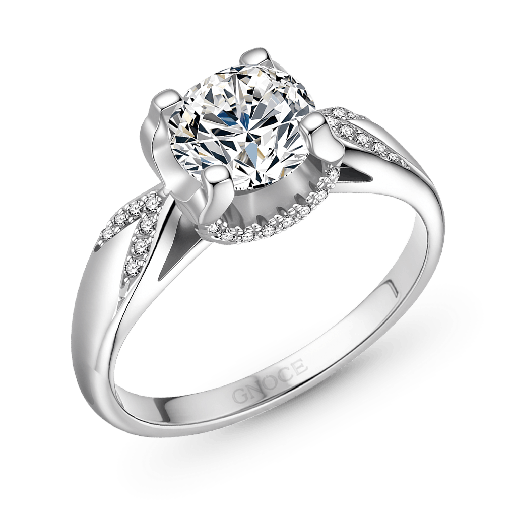 Gnoce Twist Round Moissanite Ring Platinum-plated Silver Blend_2
