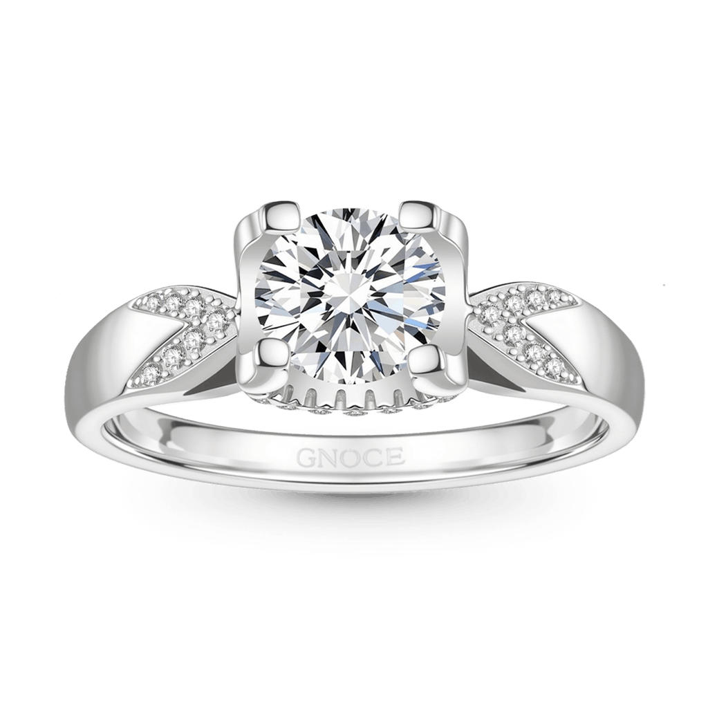 Gnoce Twist Round Moissanite Ring Platinum-plated Silver Blend_1