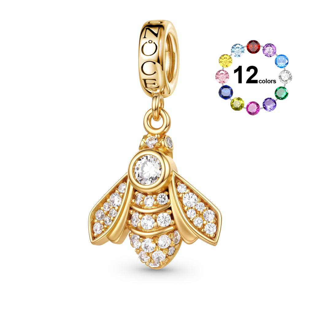 Gnoce Bee Birthstone Charm Platinum-plated Silver Blend_1