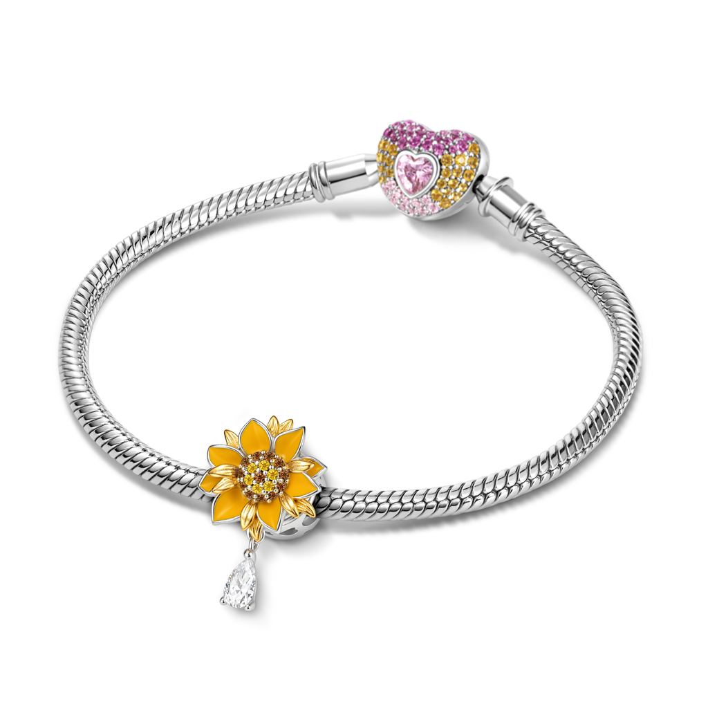 Gnoce Sunflower Charm Platinum-plated Silver Blend_4