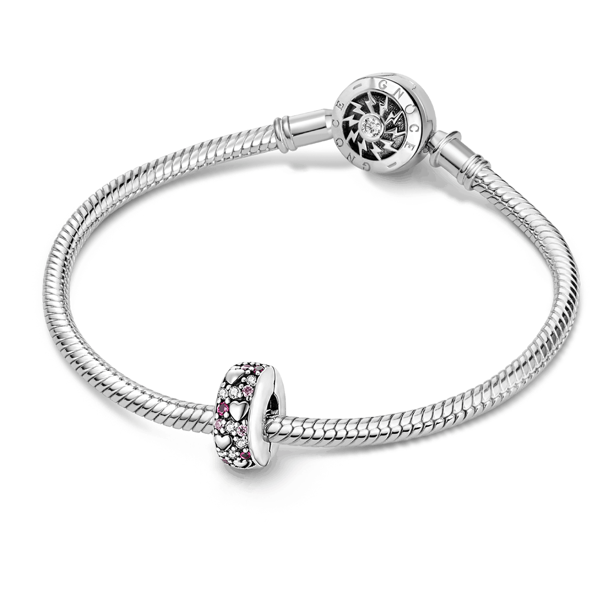 Sparkling Heart Clip Stopper for Charm Bracelets 925 Sterling Silver_4