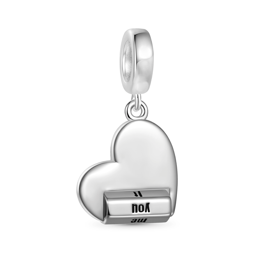 Gnoce Heart Rotating 'FUCK' World Charm Platinum-plated Silver Blend_3