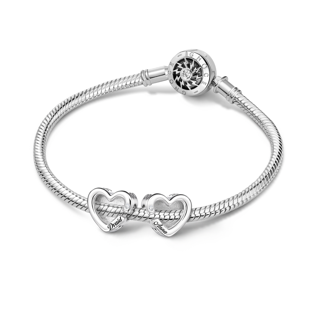Gnoce Heart-shaped Engravable Birthstone Charm Platinum-plated Silver Blend_4