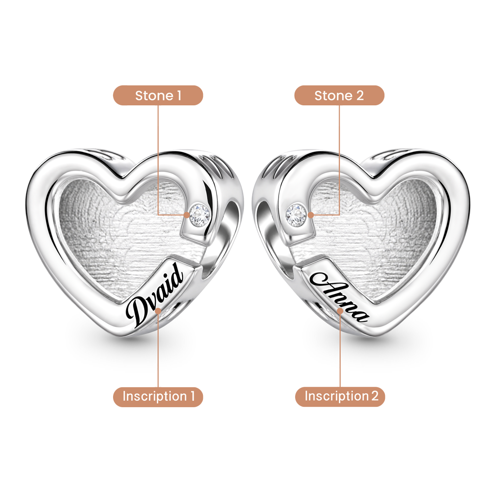 Gnoce Heart-shaped Engravable Birthstone Charm Platinum-plated Silver Blend_2