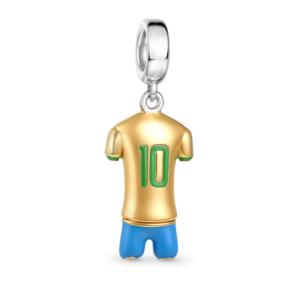 Gnoce Brazilian Soccer Star Jerseys Charm Platinum-plated Silver Blend_5