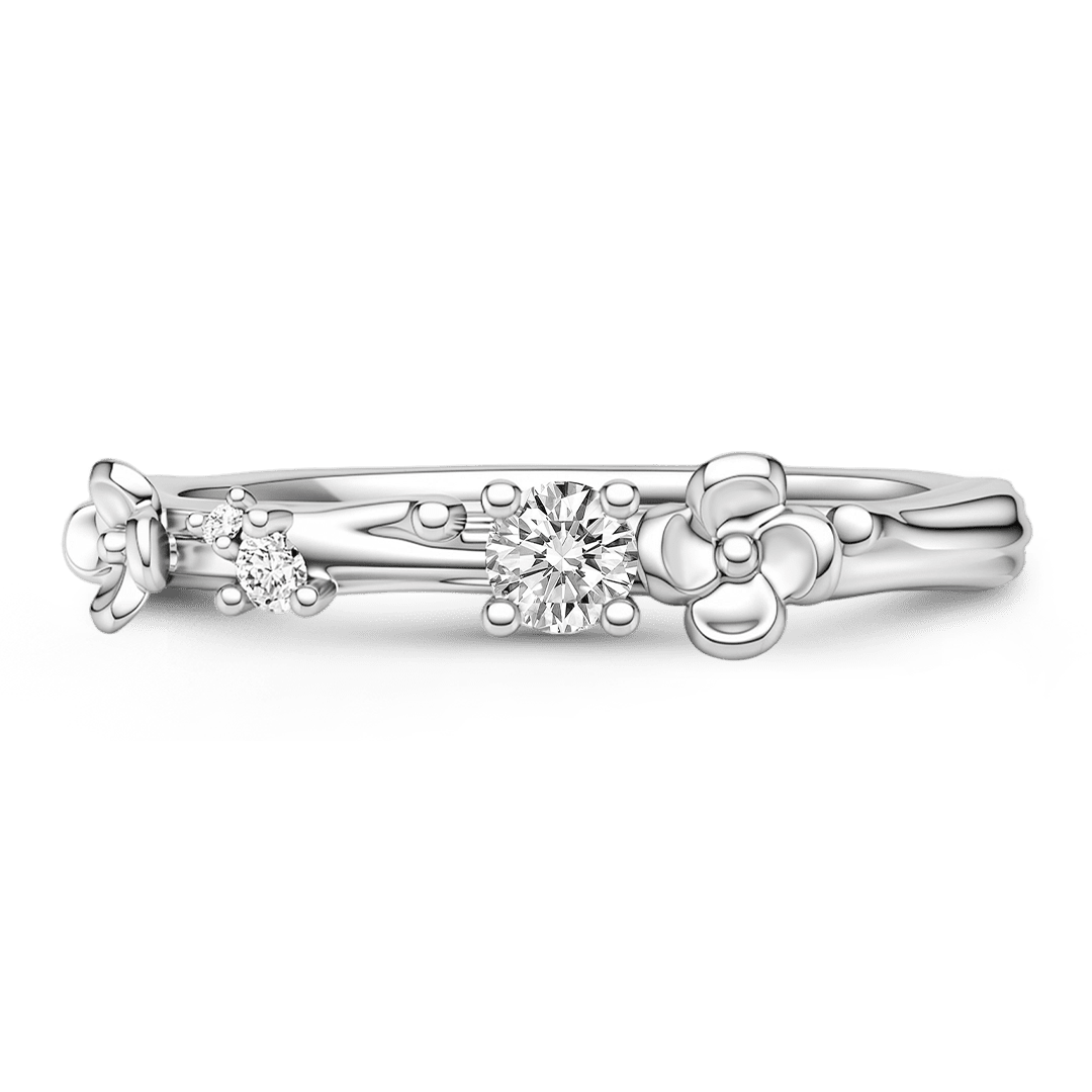 Gnoce Flower Ring Nature Inspired Vine Band Platinum-plated Silver Blend_1