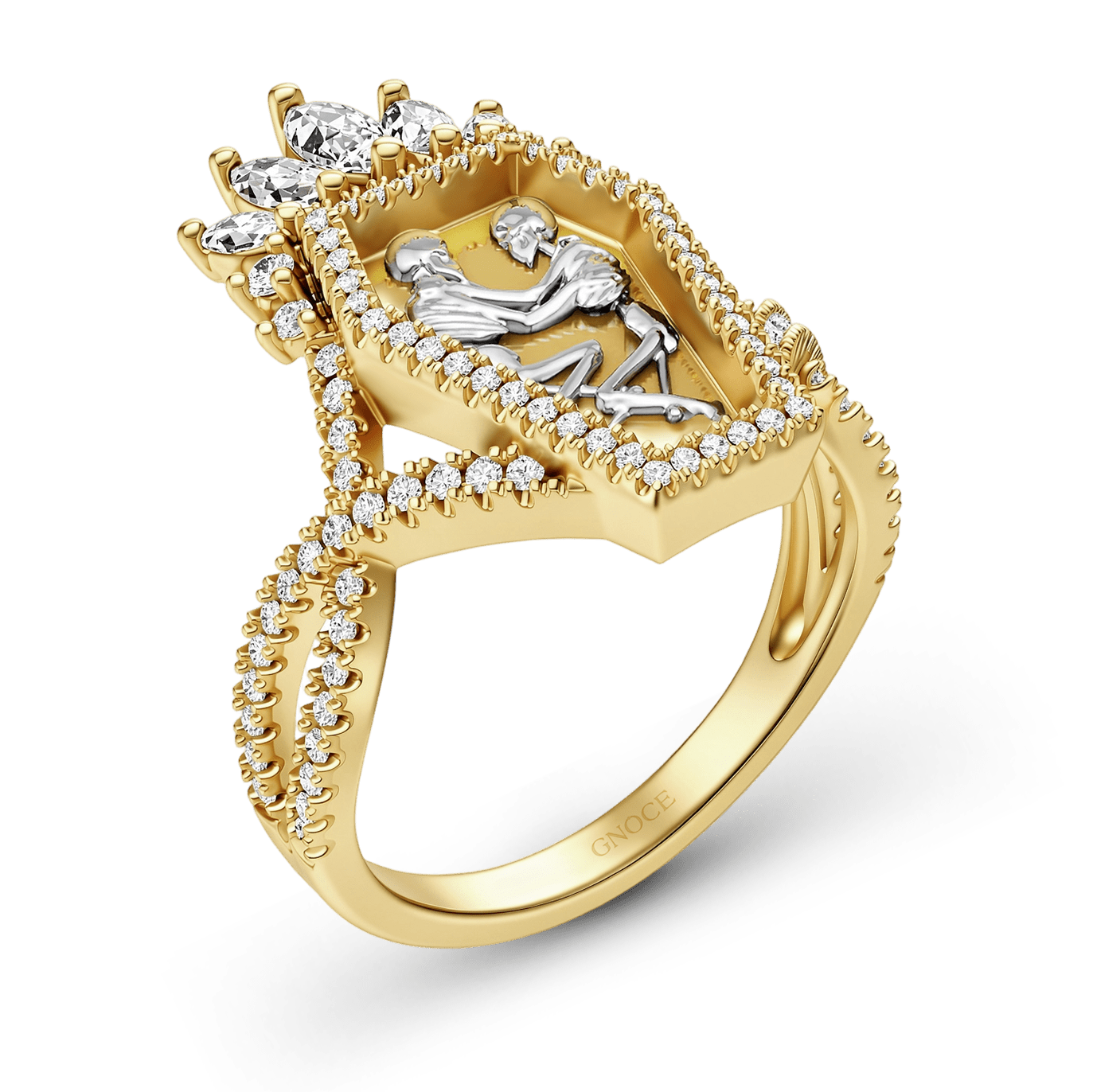 Gnoce Coffin Skeleton Dancers Crown Ring_4