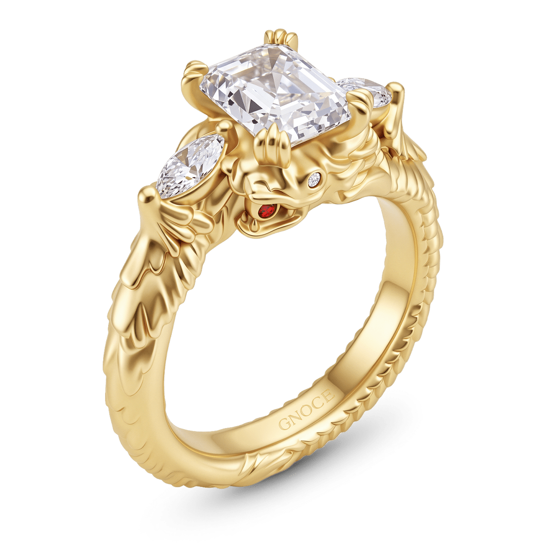 Gnoce Dragon Scale Intricate Gold Moissanite Ring_5