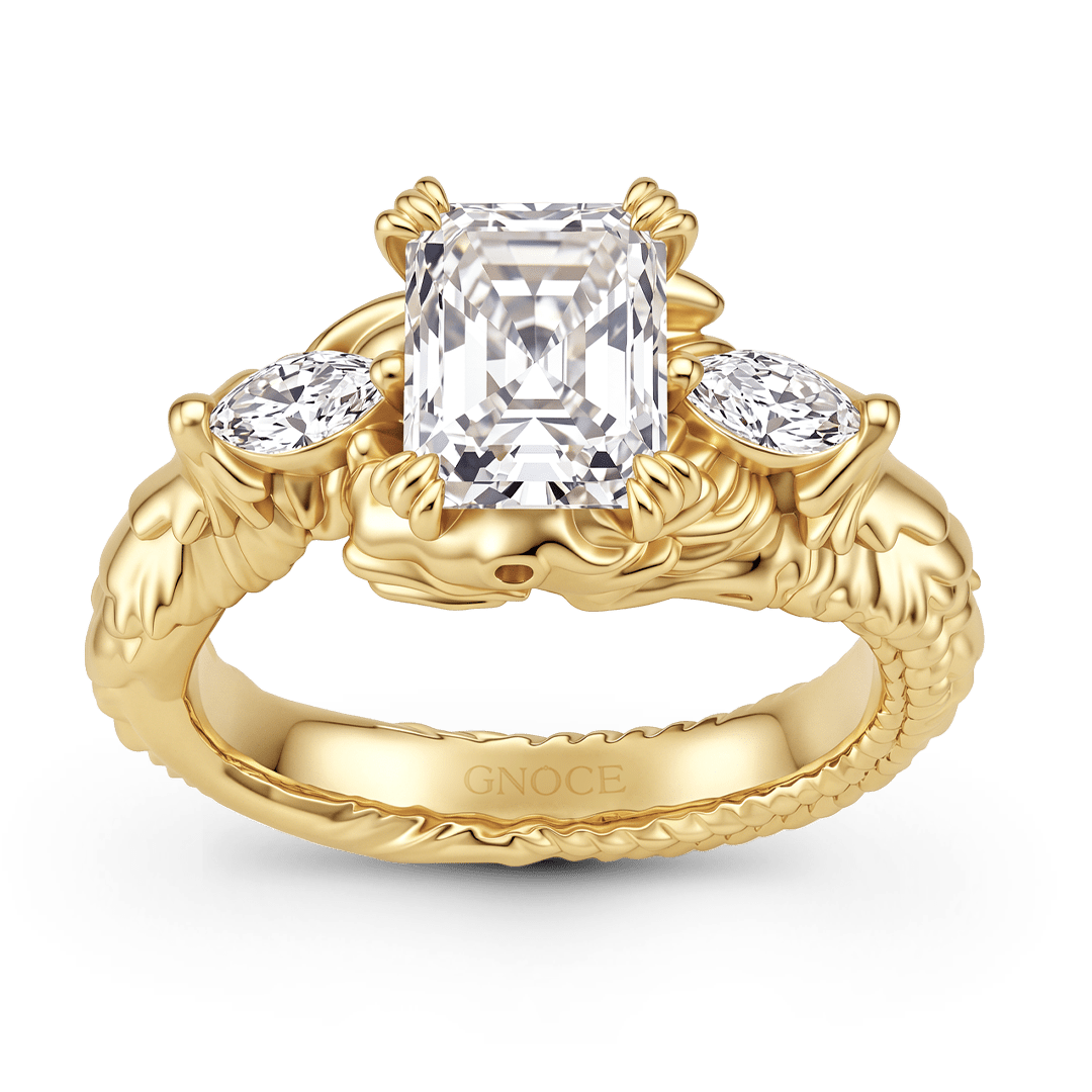 Gnoce Dragon Scale Intricate Gold Moissanite Ring_4