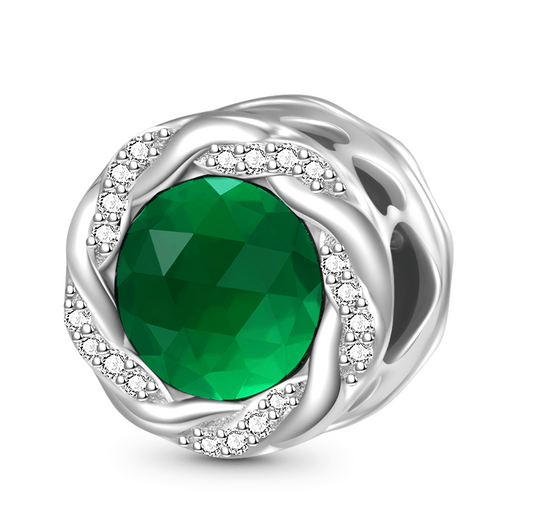 Gnoce May Green Birthstone Charm  Platinum-plated Silver Blend_1