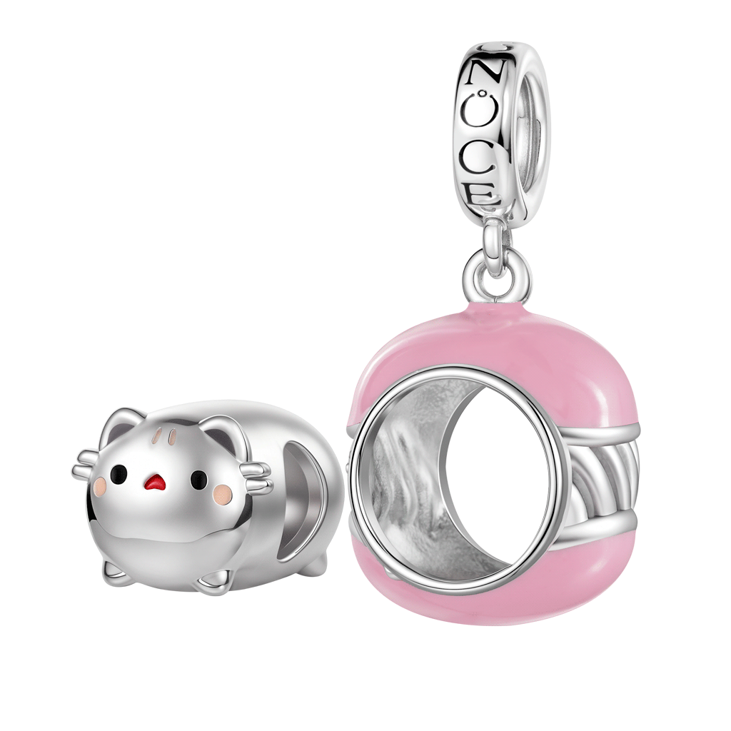 Gnoce Detachable Cat Macaron Charm Platinum-plated Silver Blend_1