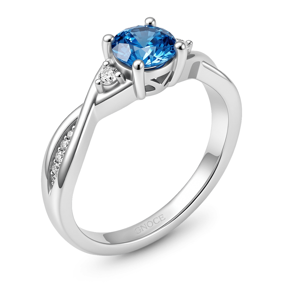Gnoce Twisted Blue Round Cut Promise Ring_5