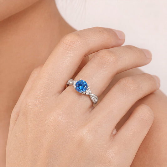 Gnoce Twisted Blue Round Cut Promise Ring_3