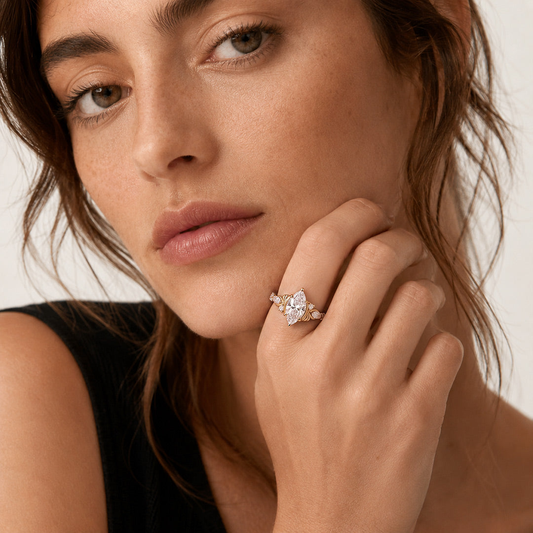 Gnoce Vintage Filigree Marquise-cut Engagement Ring_3
