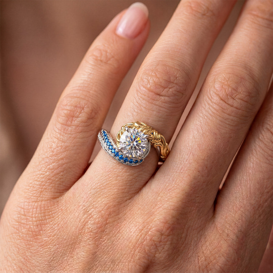 Gnoce Intertwined Moissanite Sapphire Filigree Ring_2