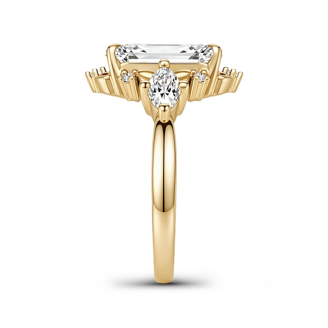 Gnoce Emerald Cut Moissanite Three Stone Ring_5